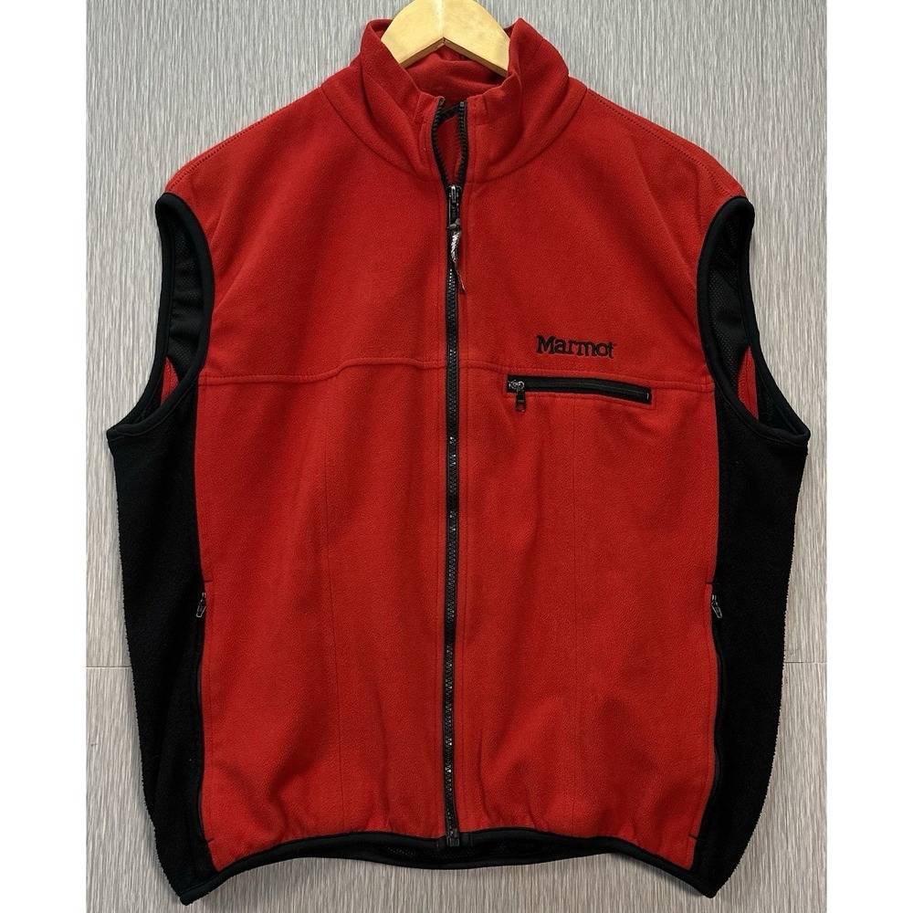 Marmot WINDSTOPPER Fleece Vest, Red and Black, Size Large Men's
